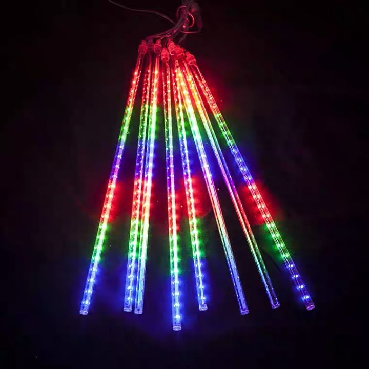 ชุดหลอดไฟดาวตก-ไฟตกแต่งประดับ-led-กันน้ำ-ไฟกระพริบคริสต์มาสปีใหม่เทศกาล-ชุด8หลอด-หลอดยาว30cm-ใช้กลางแจ้งได้-หลายสีให้เลือก