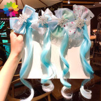 Sunflowerbaby Baby Hair Accessories Frozen Princess Aisha Wig Hairpin Cartoon Little Girl Headdress AH031