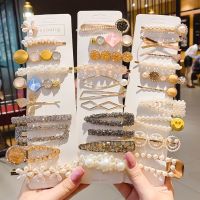 【In Stock】Korean Hot Sale 78-Piece Pearl Rhinestone Hair Clip Set Candy Color Resin Rhinestone Pearl Hair Clip Set Ladies Fashion Hair Accessories