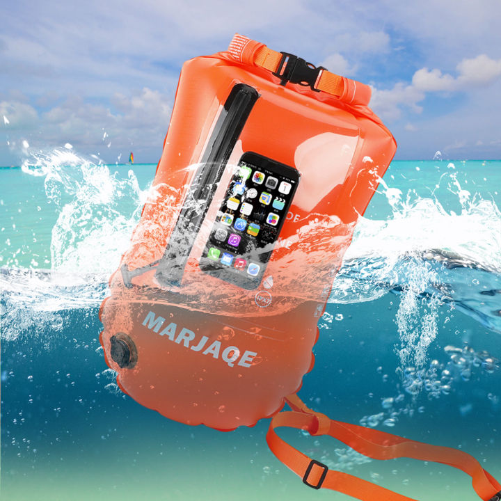 20l-ถุงว่ายน้ำทำให้พองที่มองเห็นได้สูง-ipx7กันน้ำถุงลมนิรภัยคู่ว่ายน้ำความปลอดภัยลอยและ-drybag-สำหรับนักว่ายน้ำเปิดน้ำ