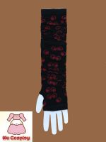 ปลอกแขนพังค์ พื้นสีดำ ลายพระจันทร์เสี้ยว  Black &amp; Red Punk Arm Warmer