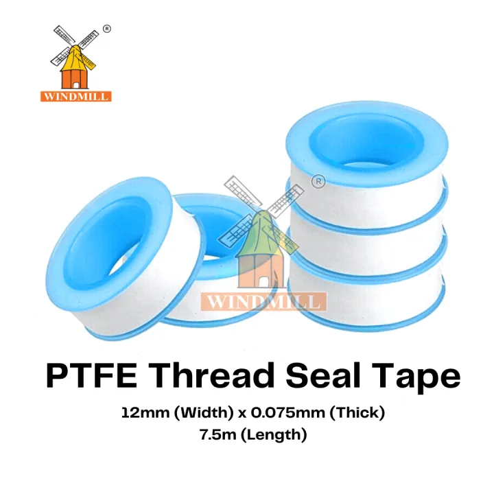 PTFE thread seal tape telfon tape 12mm x 0.075mm x 7.5m | Lazada