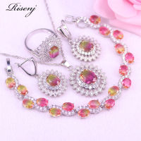 Sunflower Gradient Zircon White Crystal Silver 925 Costume Jewelry for Women Earrings Ring Necklace celet Set Bridal Jewelry