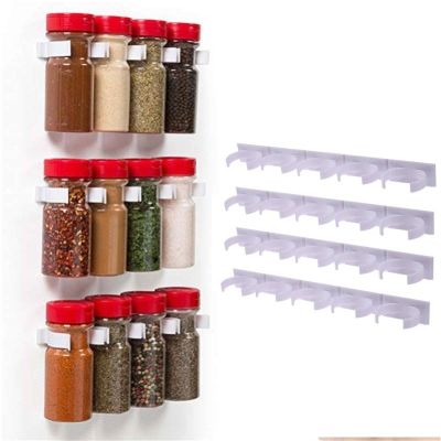 【CW】 2/4PC Spice Bottle Rack Storage Wall Mount Ingredient Plastic Adhesive Clip Cabinet Organizer Door Hooks Jar Holder