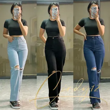 Womens High Waist Denim Wide Leg Pants Stretch Bell Bottom Jeans Flared  Trousers