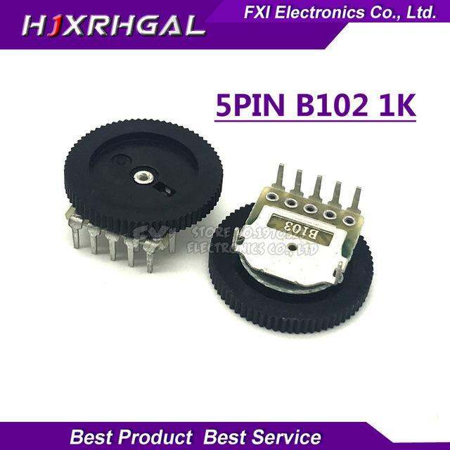 10pcs Double Gear tuning potentiometer B102 1K 5Pin 16*2mm Dial