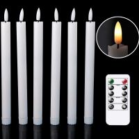 Pack Of 6 Battery Operated Flickering Taper Candles With Remote,6.5 Or 10 Inch Flameless Electronic Candle LED Happy New Year