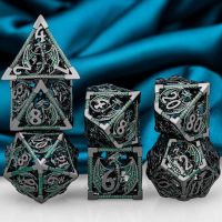 มังกรกลวง Dnd D20โลหะ Polyhedral Rpg D6 Mtg สีน้ำเงิน D และ D ชุดลูกเต๋าสำหรับดันเจี้ยนและมังกร Dd Pathfinder การเล่นบทบาทเกม