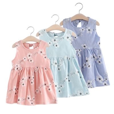 2022 Cotton and Linen Girls Korean Childrens Spring and Summer Dress Princess Dress Children