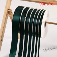 【hot sale】﹉ D18 0.6-2cm 90m/roll New Dark Green Silk Ribbon for Flower Gift Wrapping Supplies Wedding Party Decoration Diy