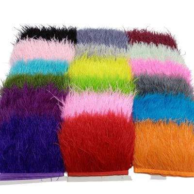 1meter color Real Ostrich feathers Trim Ribbon fringe for Dress Clothing Decoration Sewing needlework accessories ​Crafts 8-10cm