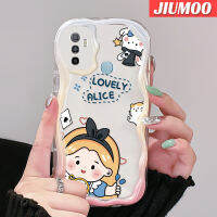 เคส JIUMOO สำหรับ OPPO A53 2020 4G A53s 4G A33 A32 2020 A11s การ์ตูนน่ารักอลิซเด็กผู้หญิงเนื้อครีมขอบคลื่นนุ่มเคสมือถือกันกระแทกแบบใสที่สร้างสรรค์ปลอกโปร่งใสลายกล้องถ่ายรูปเรียบง่ายฝาครอบป้องกันอ่อนโยน