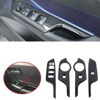 Carbon Fiber Style ABS Window Lift Switch Button Panel Cover Trim Right Drive for Toyota C HR CHR 2016 2018