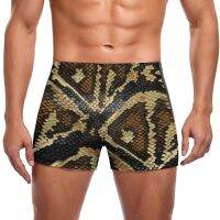 Brown Beige Snakeskin Design Swimming Trunks Black Ball Phyton Scarf Beach Custom Swim Shorts Stay-in-Shape Plus Size Swimsuit Swimwear