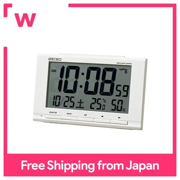 Seiko clock table clock white body size:  x  x  cm alarm clock  radio wave digital calendar temperature and humidity display sq789w |  Lazada Singapore