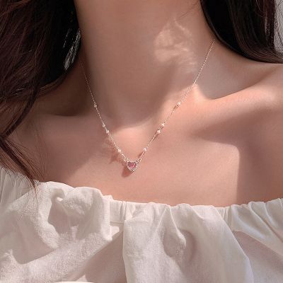 ♗ 925 Sterling Silver Pink Heart CryStal Female Necklaces For Women Luxury Quality Jewelry Gift Free Shipping Items GaaBou