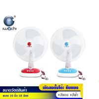 IWACHI พัดลมตั้งโต๊ะ คีบแบต DC12V ( ขนาด 16" ) รุ่น IWC-TABLE-FAN-DC12V-16" สีแดง และ สีฟ้า กำลังไฟ18วัตต์  1ตัว / 2ตัว