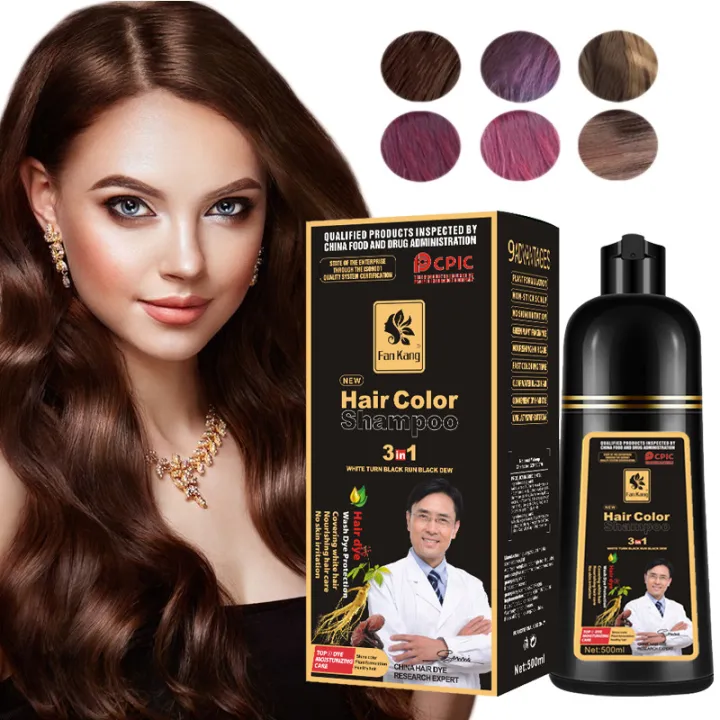 500ml Original Natural Black Permanent Hair Dye Shampoo Unisex Organic