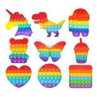 2023 New Pop Sensory Toys Rainbow Dinosaur Fidget Toys Children Push Its Kawaii Autism Needs Squishy Stress Reliever Toys