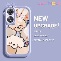 Jjlingji เคสสำหรับ OPPO A78 5G A58 A58x 5G เคสแบบเต็มหน้าจอมีลายหมีสีสันสดใสน่ารักมอนสเตอร์น้อยเลนส์กล้องถ่ายรูปแบบนิ่มซิลิโคนเคสใสกันกระแทกแบบใสง่าย