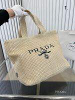 เกรด A 2023 ใหม่ PRADA เย็บปักถักร้อยฟางสานกระเป๋าหิ้วกระเป๋าธุรกิจกระเป๋า Messenger สําหรับผู้หญิงและผู้ชายความจุขนาดใหญ่ 1: 1 ที่มีคุณภาพสูงหรูหราแบรนด์ออกแบบกระเป๋า