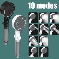 10 Modes High-Pressure Filtered Shower Head One Key Stop Water Bathroom Handheld Showerhead Portable Shower Nozzle Showerheads