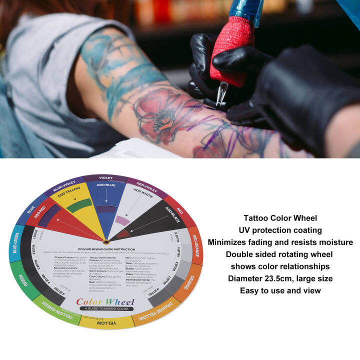 Tattoo Color Wheel UV Resistant Color Mixing Guide Professional for