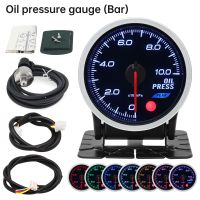 52MM Oil Pressure Gauge 0-10X100kpa With Oil Press Sensor Smoke Lens Oil Press Meter For 12V Gasoline Vehicle