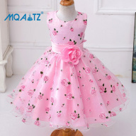 Đầm ren dài không tay có in hoa và buộc nơ ở giữa cho bé gái từ 3-10 tuổi L619 MQAkids - INTL thumbnail