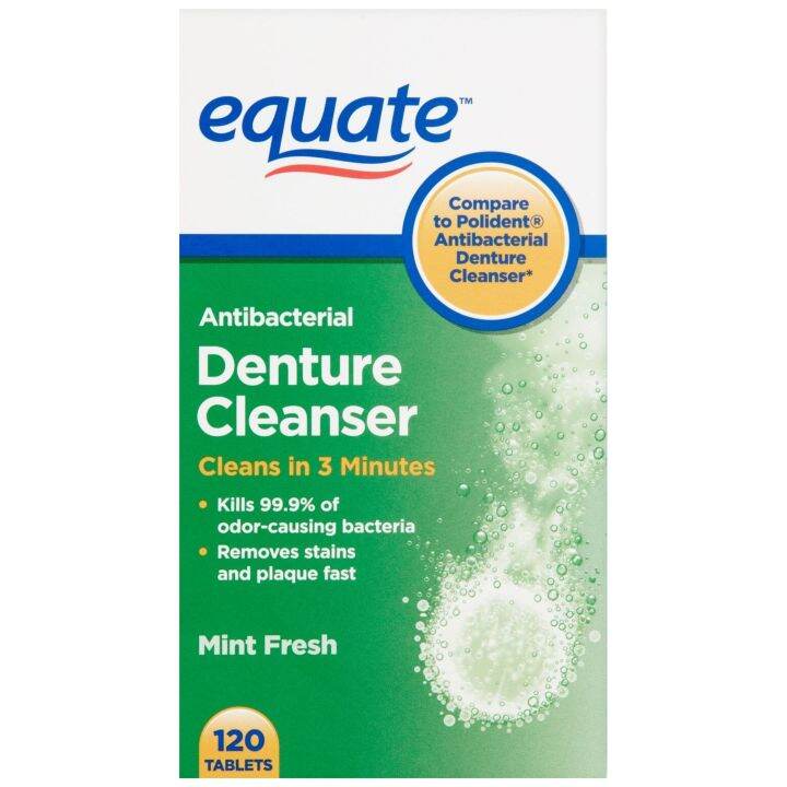 Equate Antibacterial Denture Cleanser Mint Fresh Removes Stains