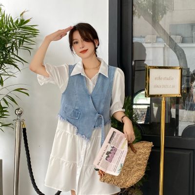 Denim Vest Set 2022 Spring New Fashionable and Fashionable Age Reducing Shirt and Skirt Two Piece Set