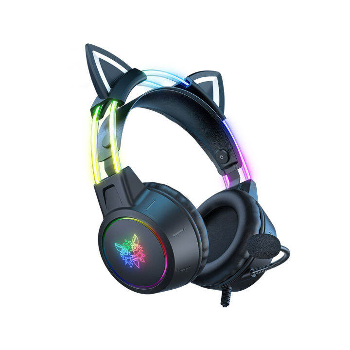 หูฟังเกมมิ่ง-onikuma-gaming-headset-x15-pro-rgb-3-5-cat-ear-pink-black