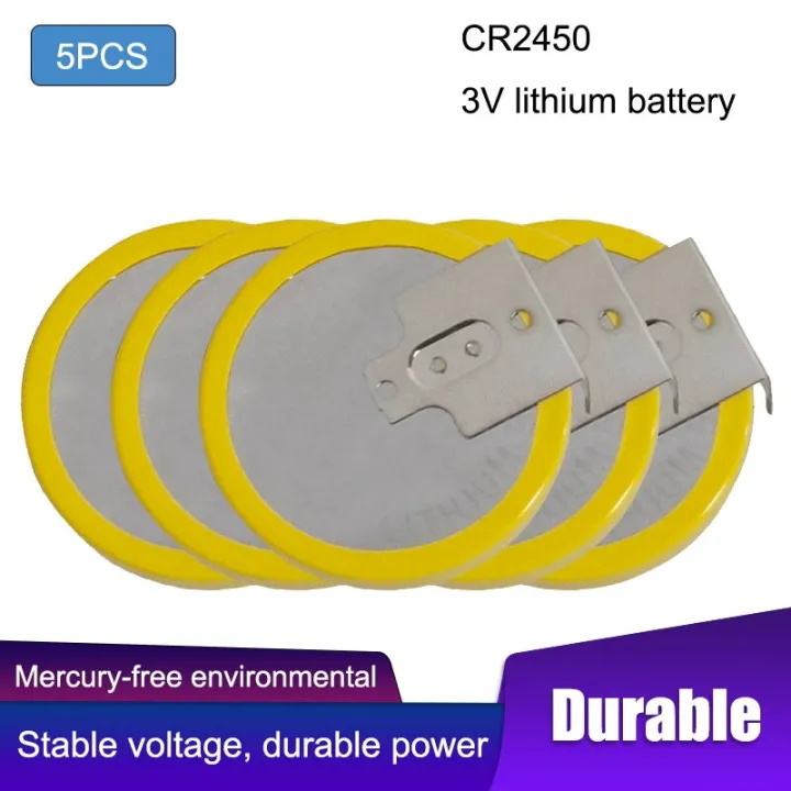 5PCS 550mAh CR2450 3V Button Battery 3pin Button Cell Batteries with