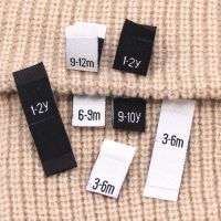 100Pcs Clothing Tags Number Size Labels Black White Size Mark Cotton Label For Clothes T-Shirt Fabric Sewing Accessores 12*40MM Stickers Labels