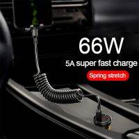 66W 5A USB Type C Data Cable 3A Micro USB Spring Pull Telescopic Fast Charging Cable for Android Phone Accessories Car USB Cable