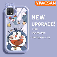 YIWESAN เคสสำหรับ OPPO A15 A35 A15s 4G,เคสการ์ตูนน่ารักโดราเอมอนมอนมอนน้อยมอนสเตอร์ทรงโบว์นต์นิ่มกันกระแทกเคสโทรศัพท์โปร่งใสฝาครอบป้องกันเลนส์กล้องถ่ายรูปซิลิก้าเจล TPU