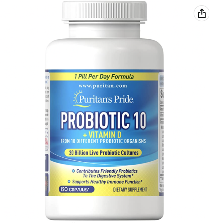 Puritan's Pride Probiotic 10 with Vitamin D to Support Immune Function ...