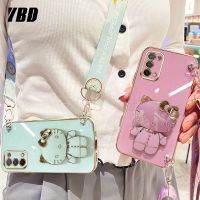 เคสโทรศัพท์กระจกแต่งหน้า YBD สำหรับ OPPO A74 5G A93 5G A93S 5G A54 5G Hello Kitty 5G เชือกยาววงเล็บสำหรับการใช้ Srossbody