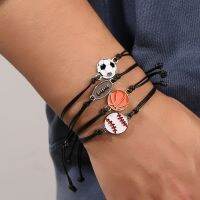 Fashion Football Basketball Baseball Braided Adjustable Wrist Rope Couple Bangle Students Match Souvenir