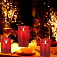 Flameless Candles Flickering Flameless Candles Decorative Flameless Candles Moving LED Flame Red Candles with Timer