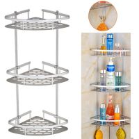 ❁✾ Bathroom Shelf Organizer Shower Storage Rack Corner Shelves Wall Mounted Aluminum Toilet Shampoo Organizer Kitchen Holder