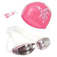 Swimming Cap 3 in 1 Goggles + Swimming Cap + Nose Clip Earplug Combination Kit Waterproof Unisex Swimming Cap