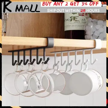 Kitchen Storage Hook Mug Cup Hanger Organizer 6 Hooks Shelf Wardrobe  Cabinet Rack Holder Punch-free Hook Bathroom Accessories