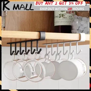 6 Hooks Kitchen Cupboard Cabinet Hanging Rack Metal Storage Hanger Organizer