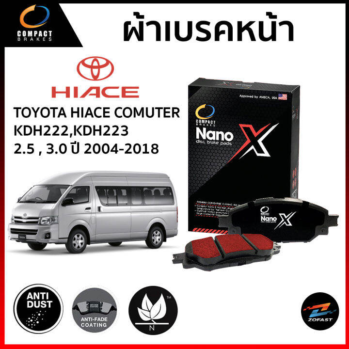 เกรดพรีเมี่ยม-compact-ผ้าเบรคหน้า-nano-x-toyota-hiace-comuter-kdh222-kdh223-2-5-3-0-ปี-2004-2018-ผ้าดิสเบรคหน้า-หลังคาเตี้ย-หลังคาสูง-รถตู้-ไฮเอซ-คอมมูเตอร์-dex680-zofast