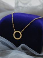 Exquisite clavicle chain womens light luxury niche design diamond necklace titanium steel plated 18K gold ring neck chain high-end ☃✷❧