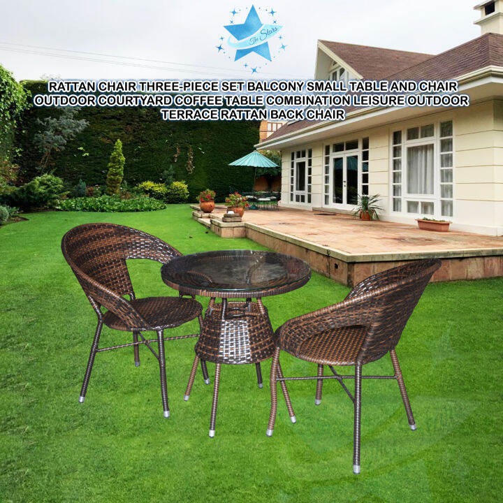 The Stars Rattan chair threepiece set balcony small table and chair outdoor courtyard coffee