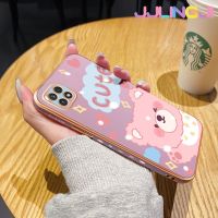 Jjlingji เคสสำหรับ Samsung กาแลคซี A22 5G เคส M22 A22น่ารักสีชมพูลายหมีใหม่กรอบสี่เหลี่ยมพื้นผิวเคสซิลิกาเจลนิ่มเคสมือถือกันกระแทกรวมทั้งหมดเลนส์กล้องถ่ายรูปฝาครอบป้องกัน