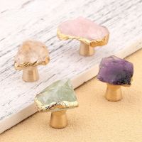 Light Luxury Amethyst Fluorite Pure Brass Handle Drawer Wardrobe Furniture Drawer Shoe Cabinet Creative Small Handle Single Hole Door Hardware