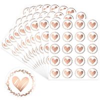 100-200pcs Clear Bronzing Heart Stickers 1.26 Inch Round Envelope Sealing Label for Wedding Party Invitation Card Gift Decor Tag Stickers Labels